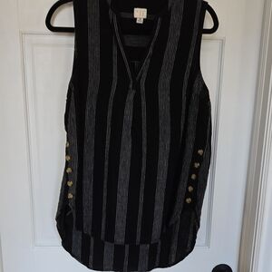 Black and White Striped Sleeveless Top